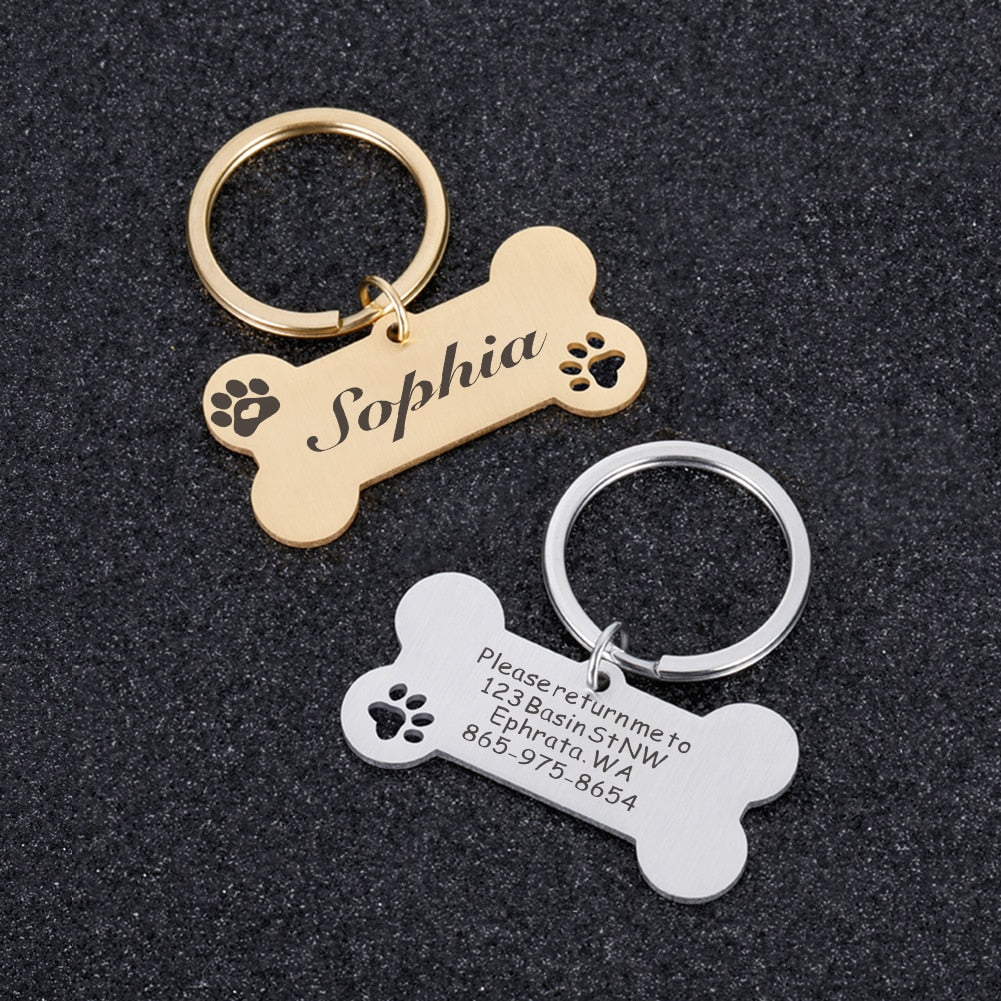 Luxury Gold/Silver Metal Customizable Personalised Puppy Dog Collar Tags
