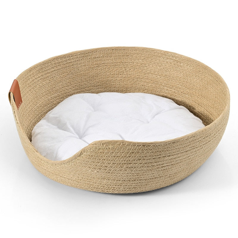 A Touch of Nature: Soft Rattan Wicker Dog/Cat Bed for a Good Night Sleep