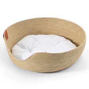 A Touch of Nature: Soft Rattan Wicker Dog/Cat Bed for a Good Night Sleep