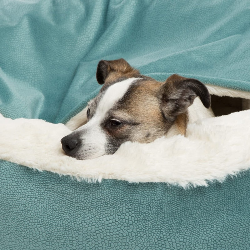 Ultimate Winter Coziness - Warm Dog/Cat Bed with Fleece Hooded Blanket