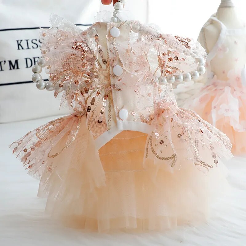 Rose Gold Wedding Birthday Party Lace Dress