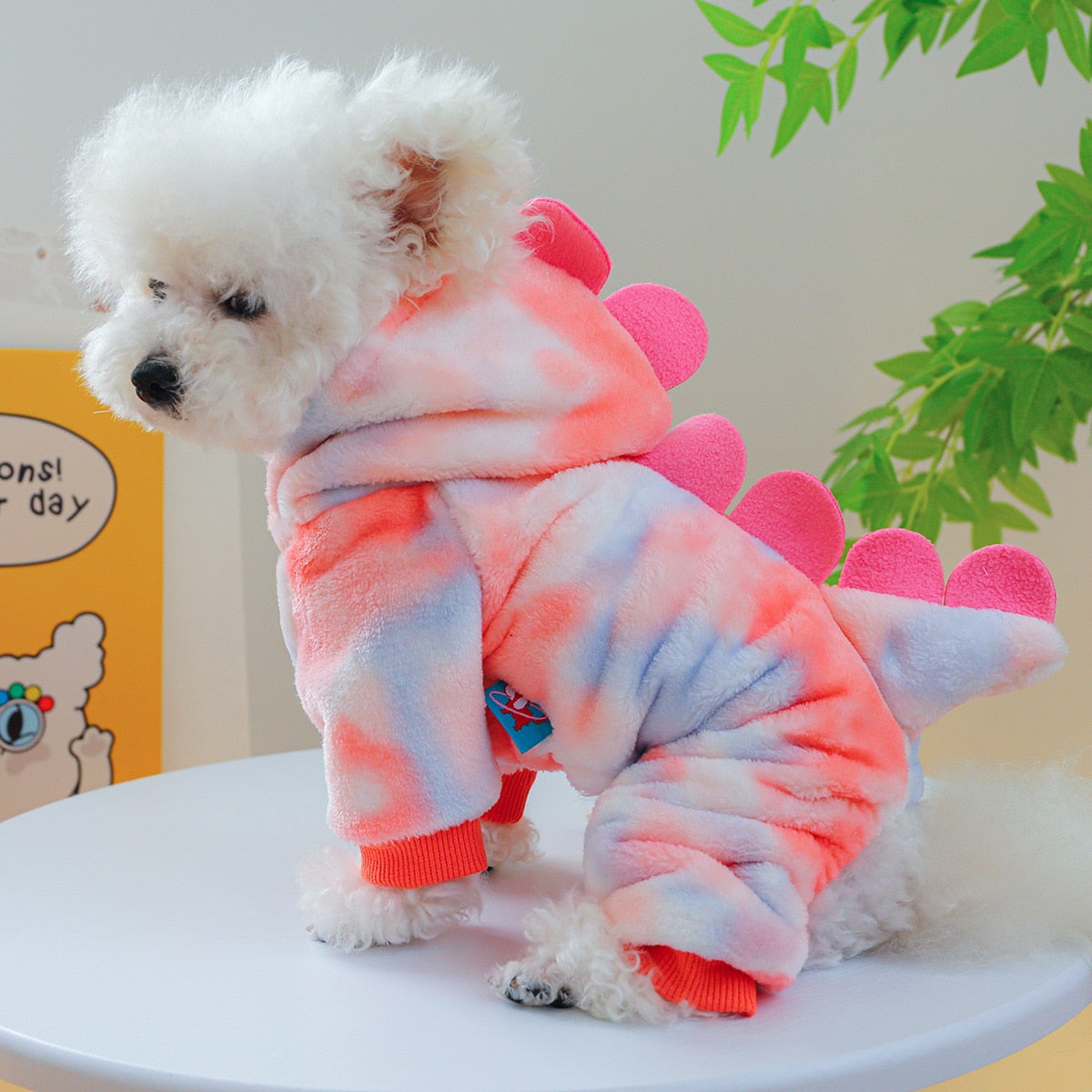 Whimsical Dinosaur Fleece Pajama Jumpsuit: Warmth and Style for Your Pup Dog