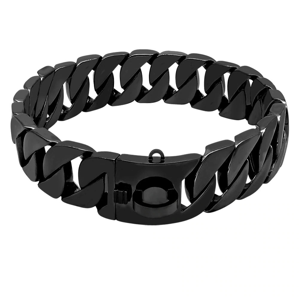 cuban link dog collar matte black color-happypawsdoglounge
