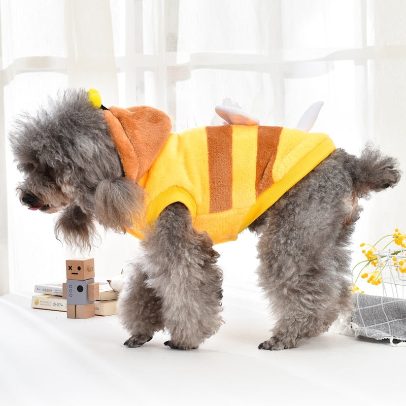 Bee Style Dog Warm Fleece Winter Jacket Halloween Cosplay Costume