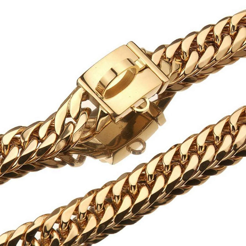 Miami Cuban Link Dog Collar and Leash Set-Gold