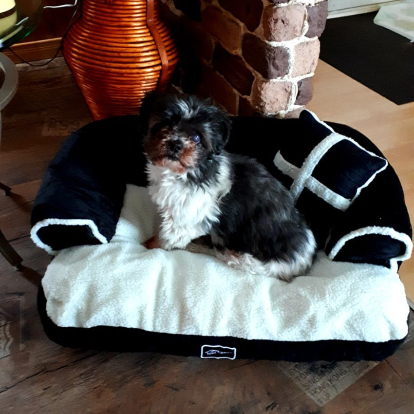 Snuggle-worthy Pup Bed: Cozy Dog Velvet Fleece Warm Sofa Bed