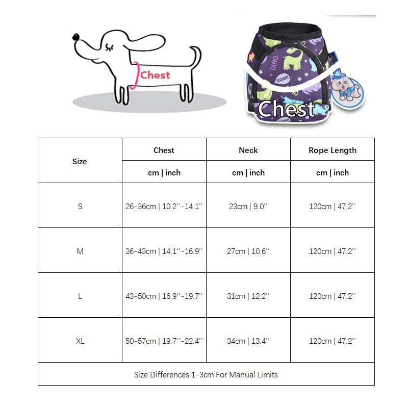 Purple Puppy School Harness Backpack With Leash Set