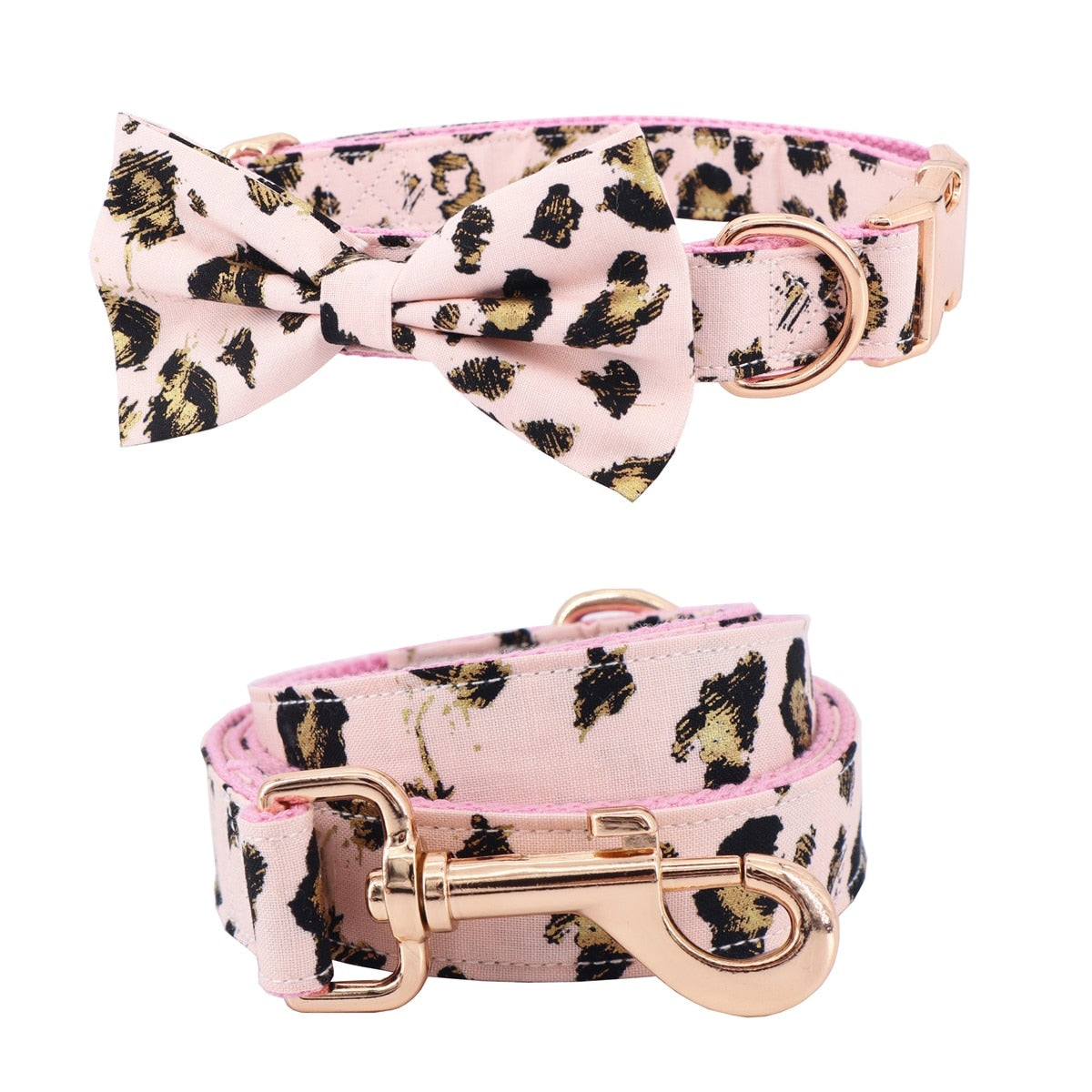 Chewy Vuitton - Leather Bow Collar and Leash Set