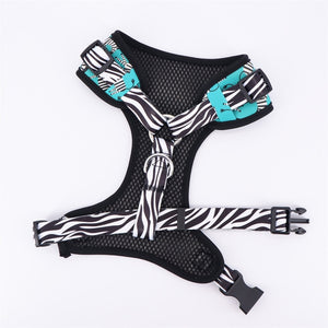 Zebra Green Dog Bowtie Collar With Leash Set