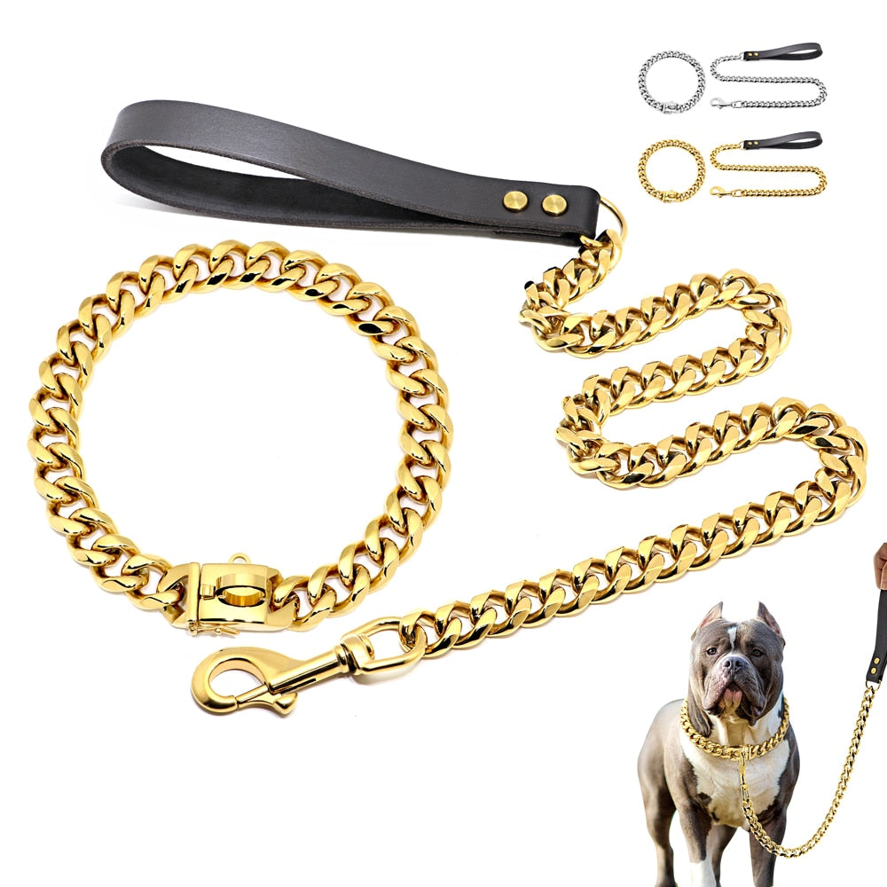 Miami Cuban Link Dog Collar and Leash Set